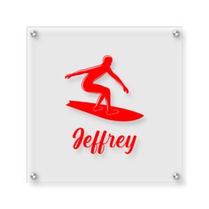 Customized Name With Surfing Design Acrylic wall decor